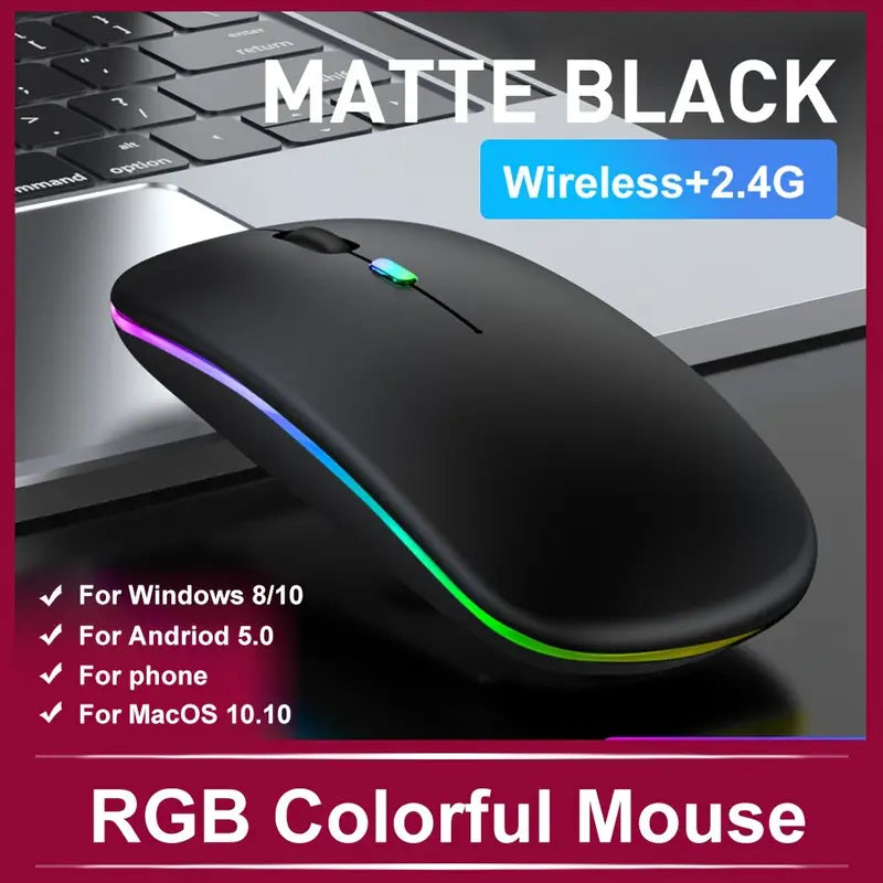 Wireless 2.4GHz Rechargeable Mouse with RGB Lighting
